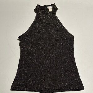 Sexy Sparkly Black Sleeveless Top